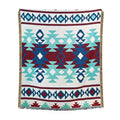 American country plaid tan & blue blanket sofa cover living room