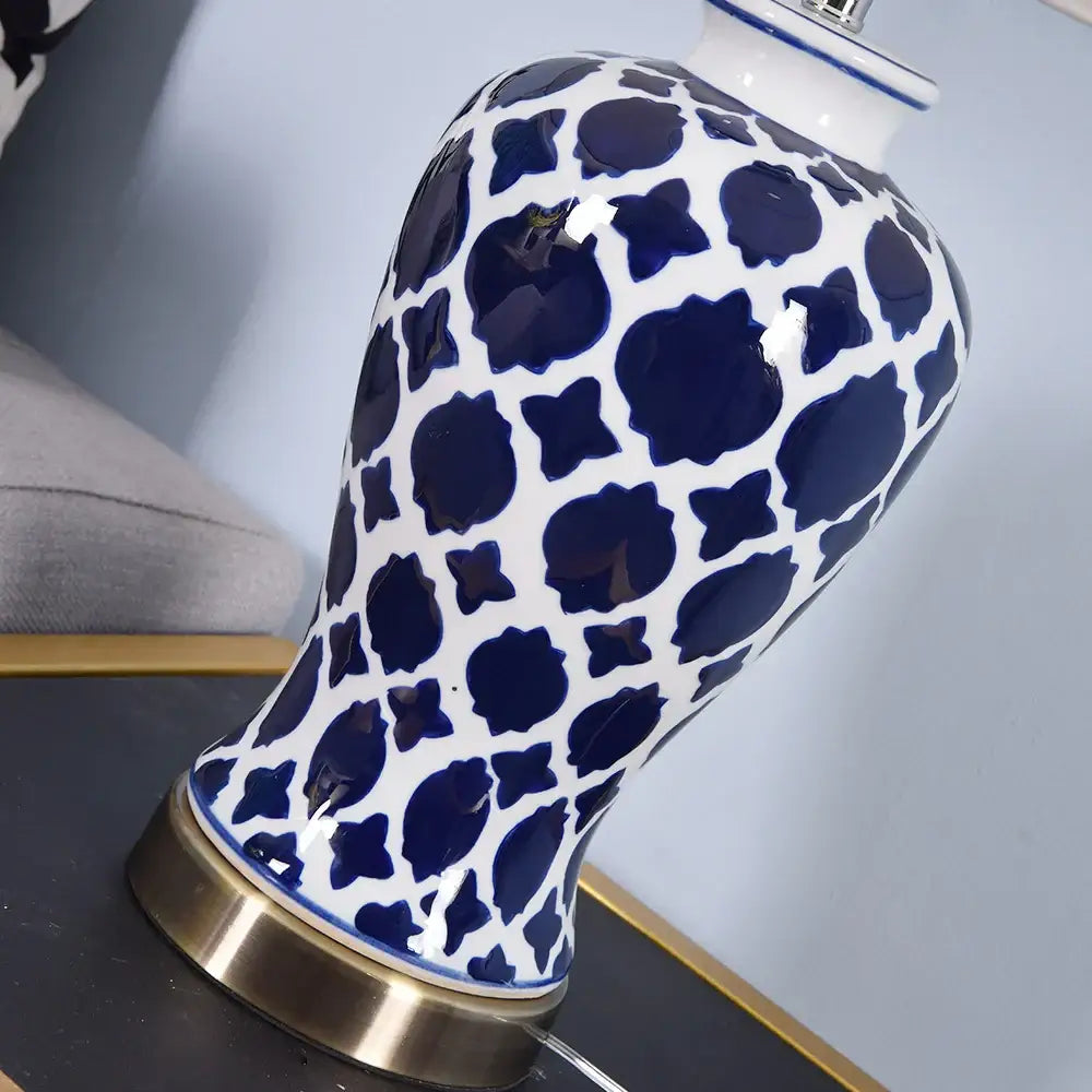 DecorBites™ Blue Ceramic Table Lamp - American Retro LED Table Lamp for Bedroom, Living Room