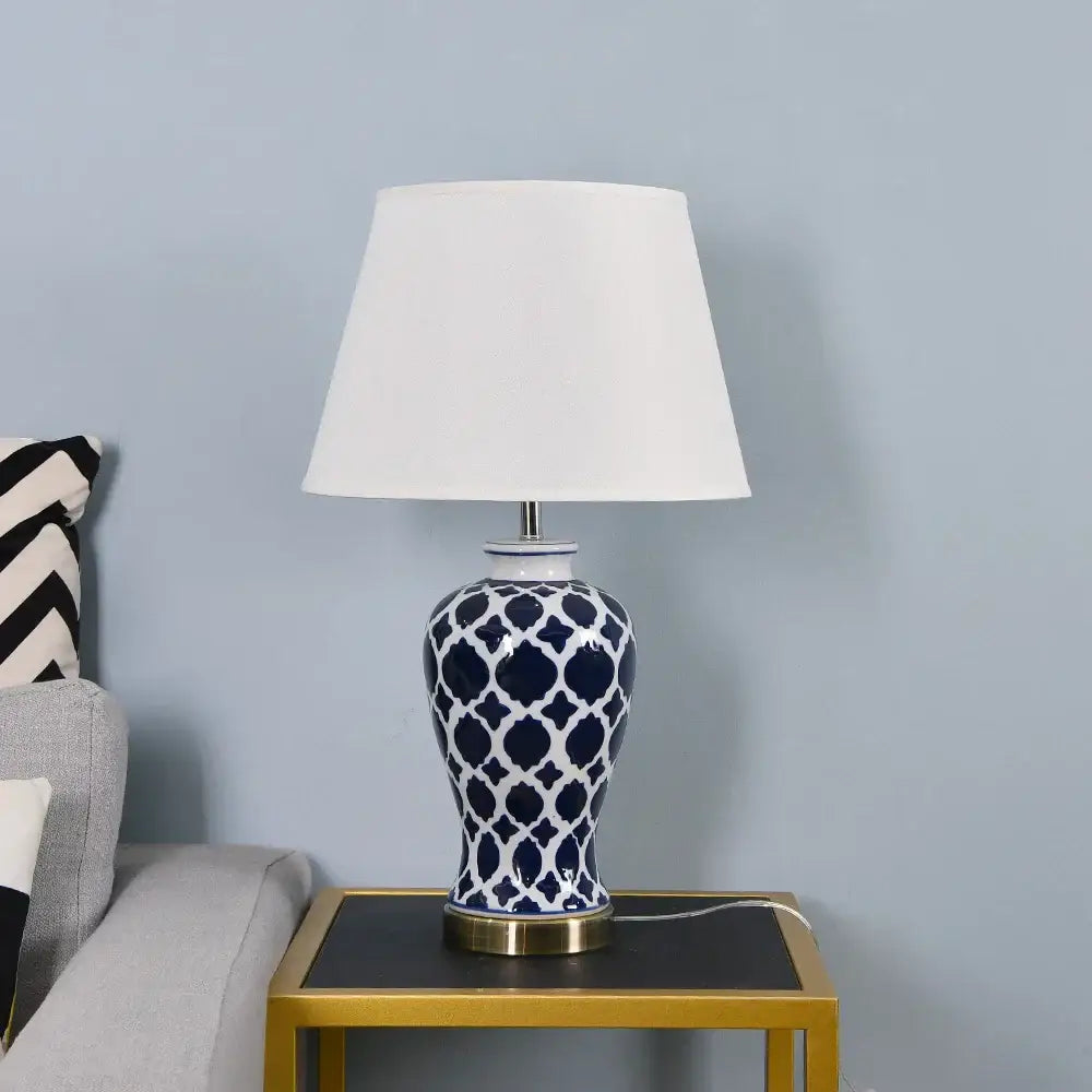 DecorBites™ Blue Ceramic Table Lamp - American Retro LED Table Lamp for Bedroom, Living Room