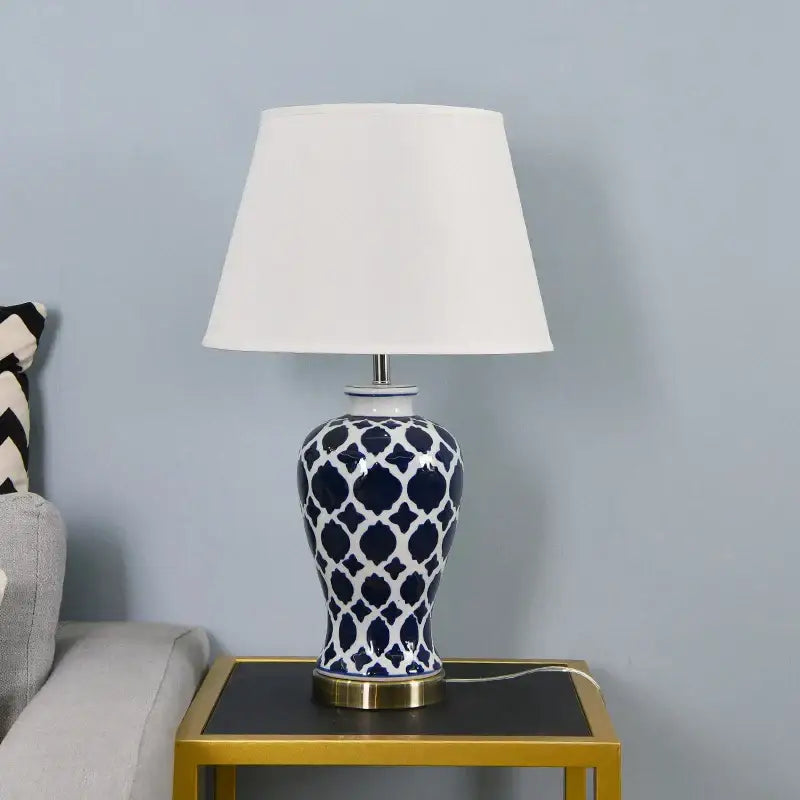 DecorBites™ Blue Ceramic Table Lamp - American Retro LED Table Lamp for Bedroom, Living Room