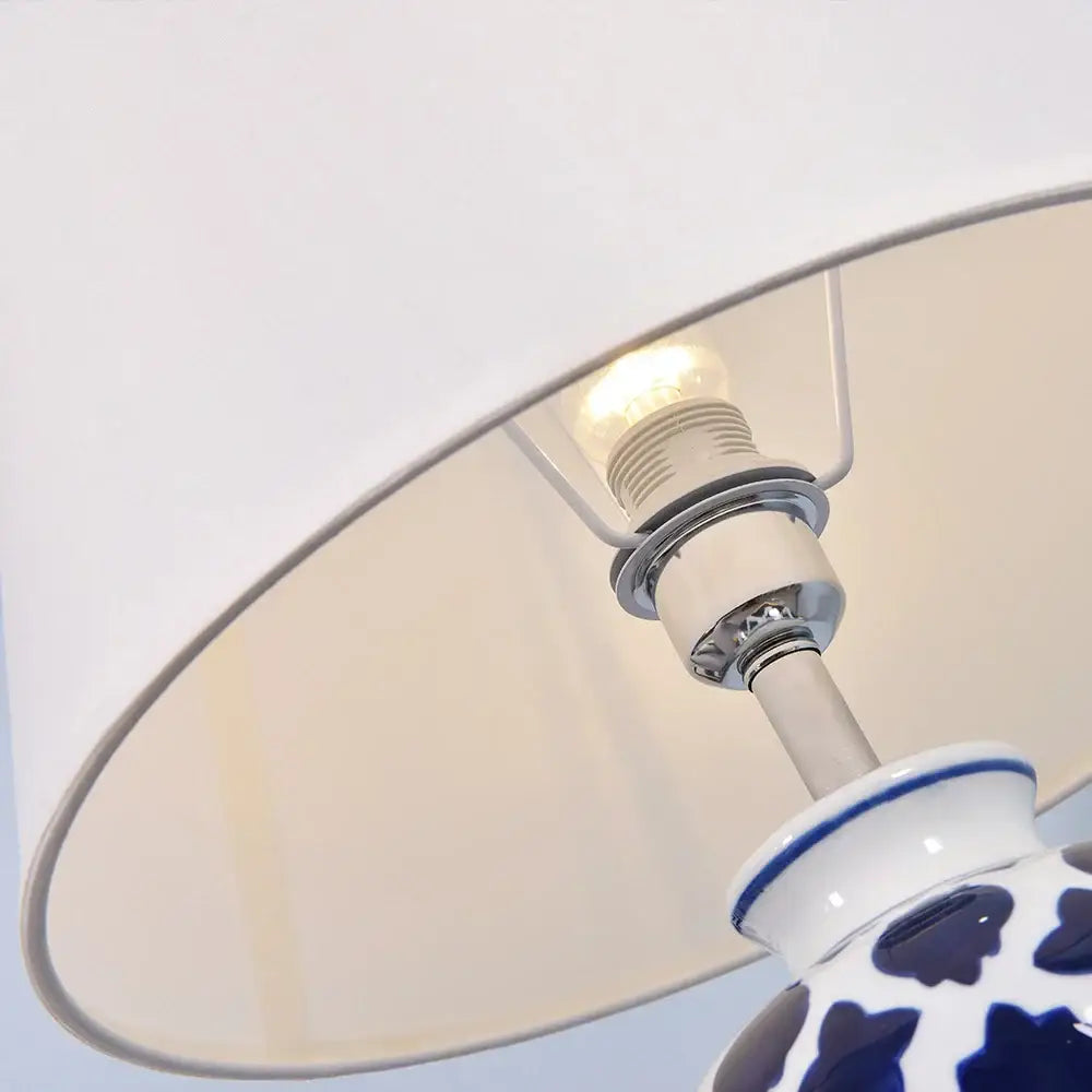 DecorBites™ Blue Ceramic Table Lamp - American Retro LED Table Lamp for Bedroom, Living Room