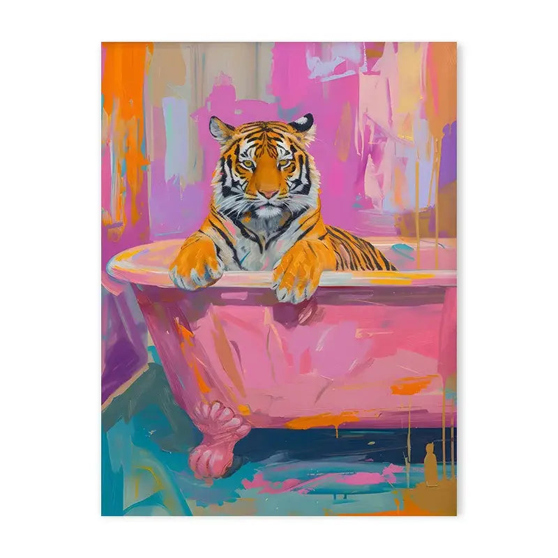 Vibrant golden cheetah animal canvas painting living room wall decor
