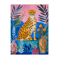 Vibrant golden cheetah animal canvas painting living room wall decor