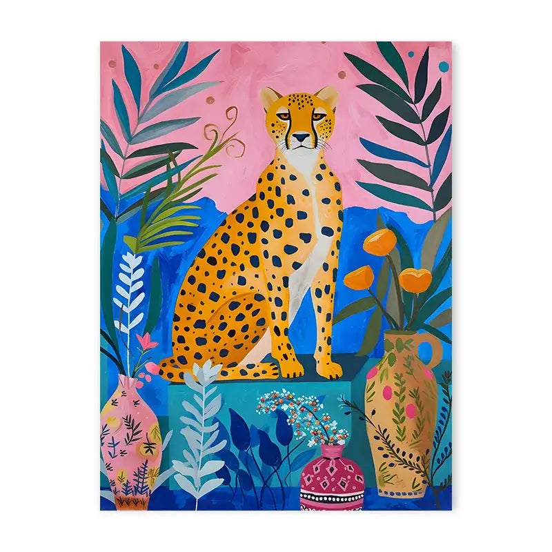Vibrant tiger and rubber duck animal print canvas wall art living room