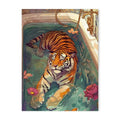 Vibrant orange tiger colorful bathtub animal wall art bedroom canvas