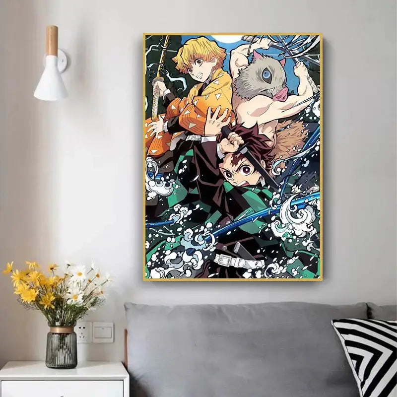 Vibrant anime demon slayer canvas posters 12 pack bedroom wall art