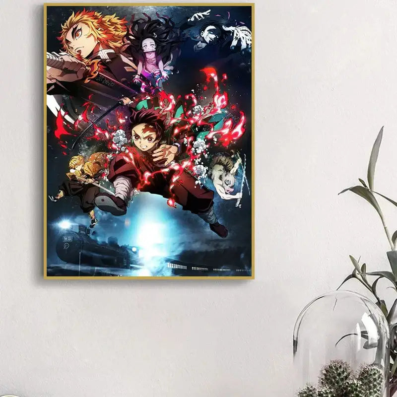 Vibrant anime demon slayer canvas posters 12 pack bedroom wall art