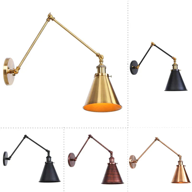 Antique black & copper adjustable wall lamp sconce bedroom light