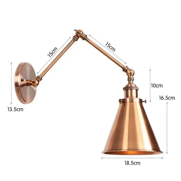 Antique black & copper adjustable wall lamp sconce bedroom light