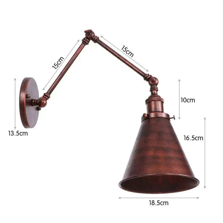 Antique black & copper adjustable wall lamp sconce bedroom light