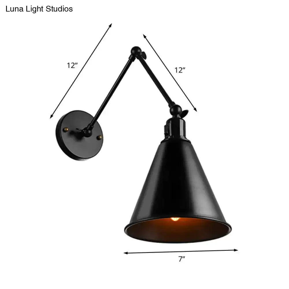 Antique black & white wrought iron wall sconce bedroom reading light