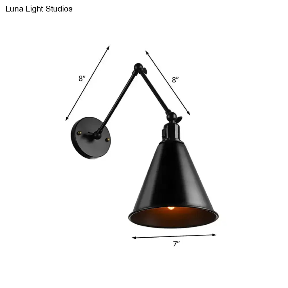 Antique black & white wrought iron wall sconce bedroom reading light