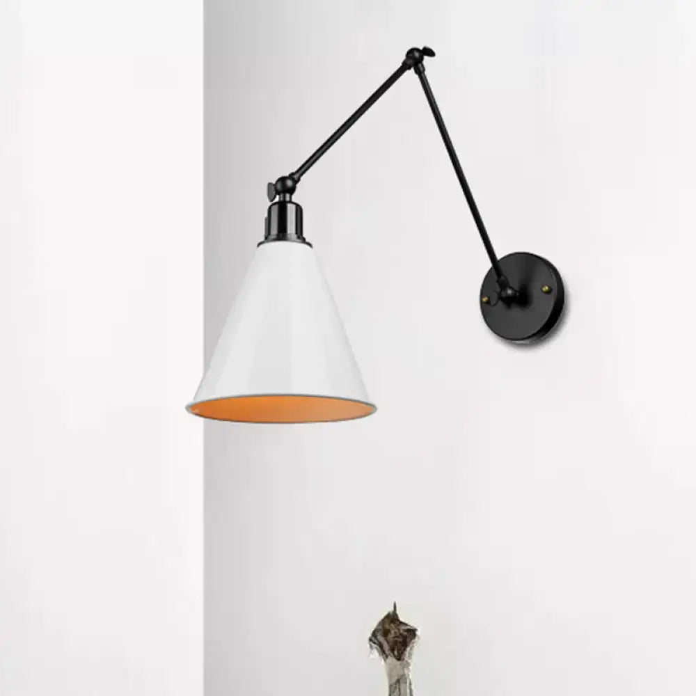 Antique black & white wrought iron wall sconce bedroom reading light