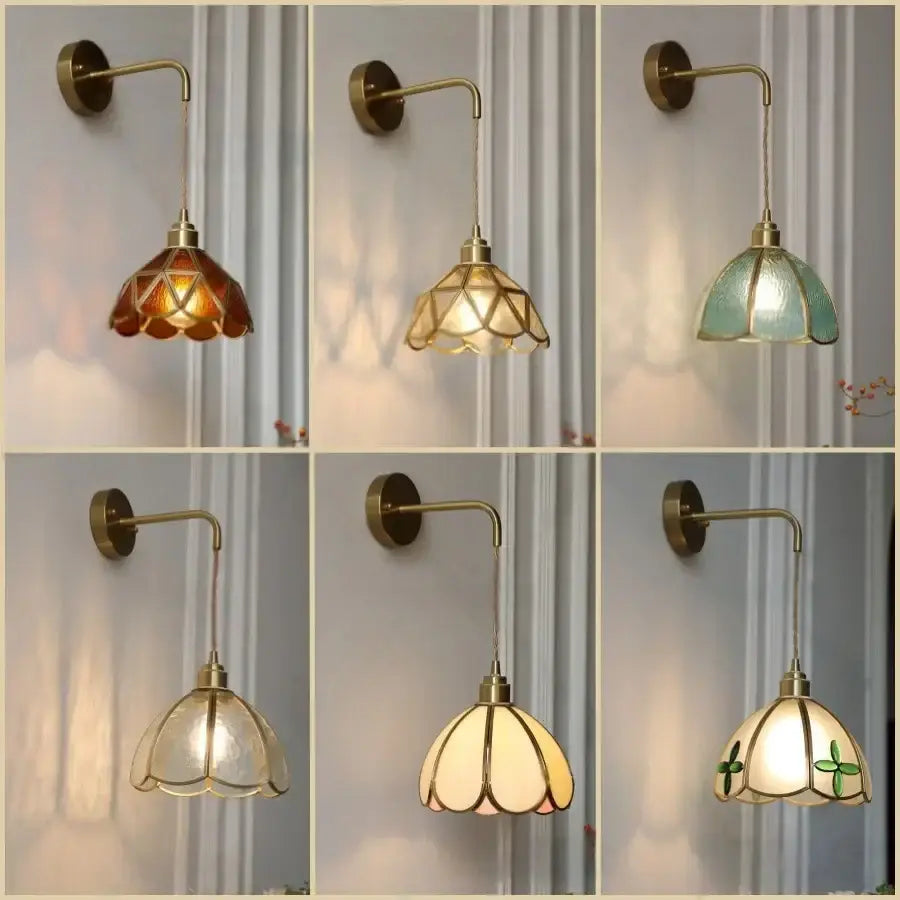 DecorBites™ Amber Glass LED Wall Light Modern Nordic Bedroom Reading Lamp