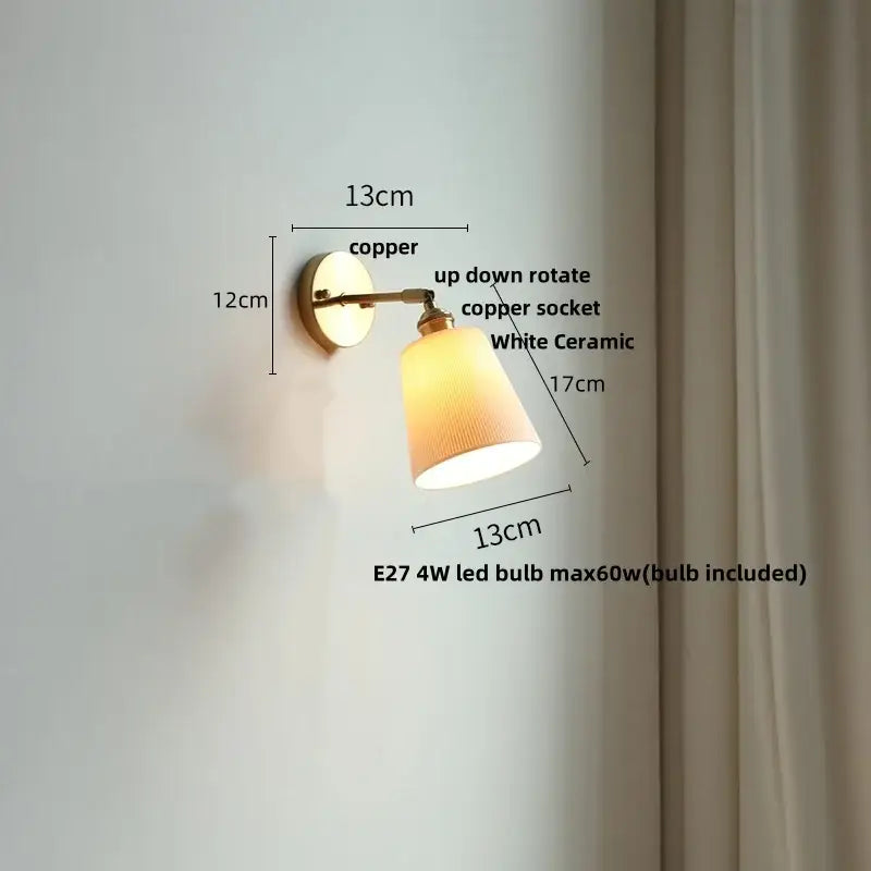 Antique brass and amber glass adjustable wall light bedroom sconce