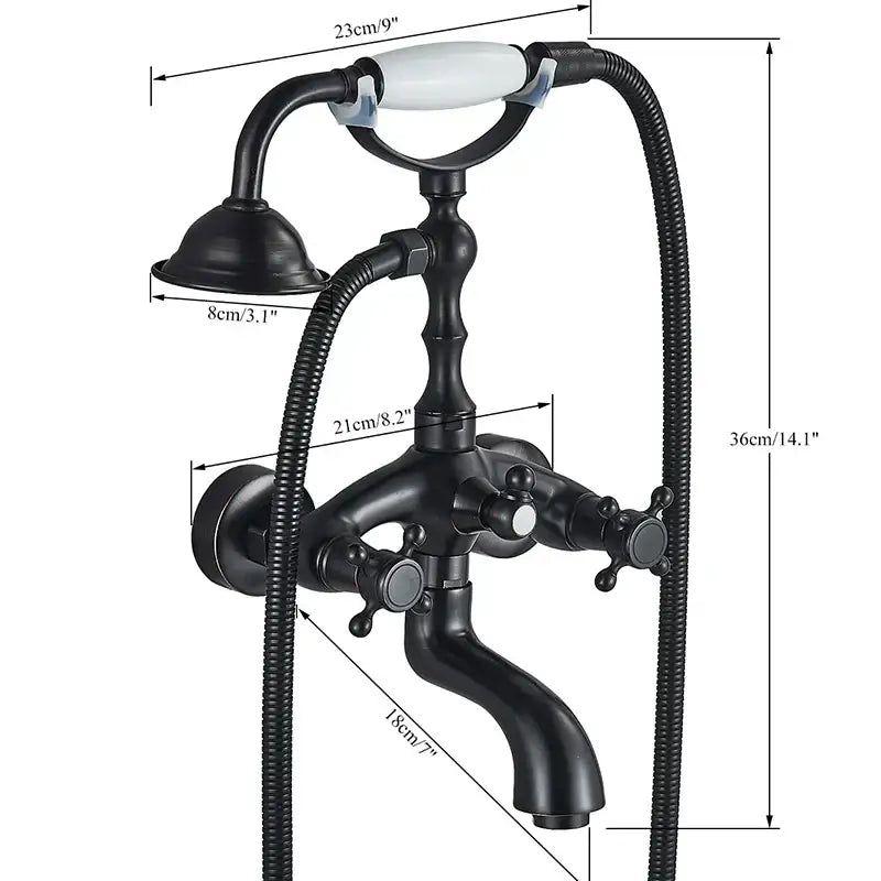 DecorBites™ Brass Bathtub Shower Faucet Set with Dual Knobs and Handshower
