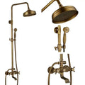 DecorBites™ Brass Antique Shower Faucet Set with Porcelain Ceramic Swivel Bath Spout