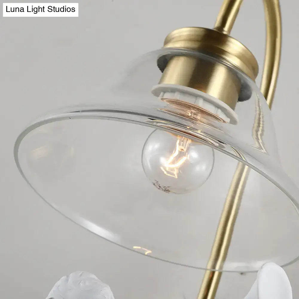 Antique brass angel glass sconce light bedroom wall lamp