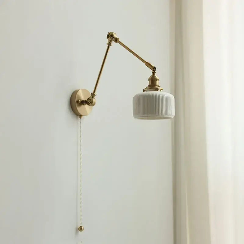 Antique brass ceramic copper led wall light bedroom sconce