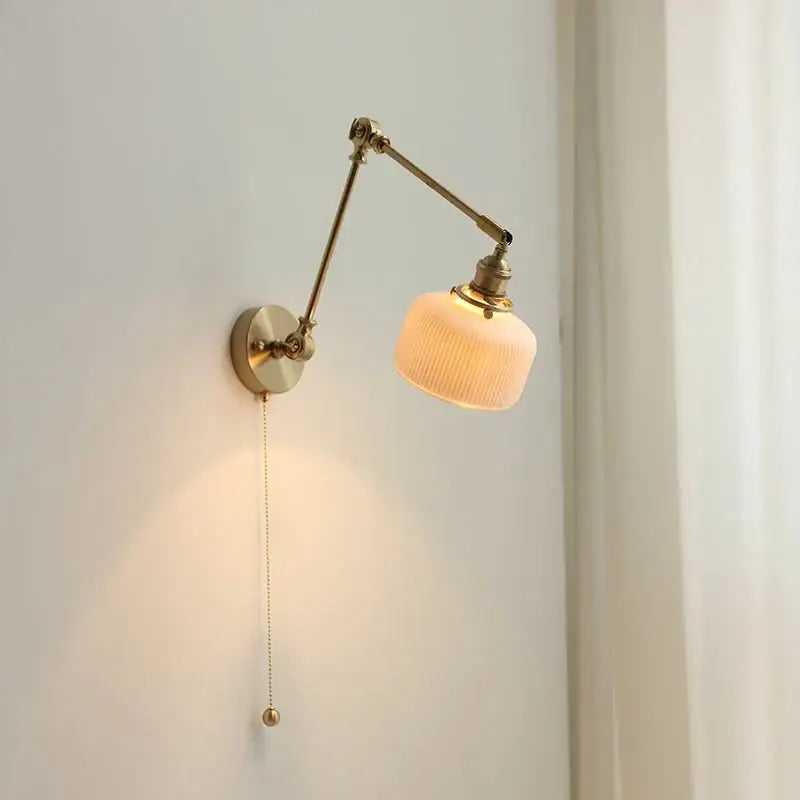 Antique brass ceramic copper led wall light bedroom sconce