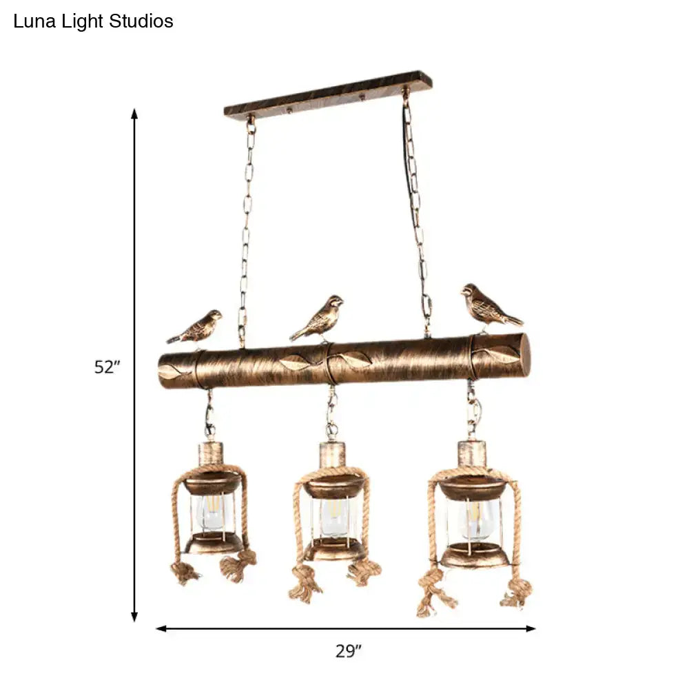 Antique brass coastal lantern island pendant kitchen chandelier