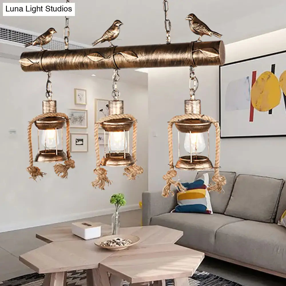 Antique brass coastal lantern island pendant kitchen chandelier