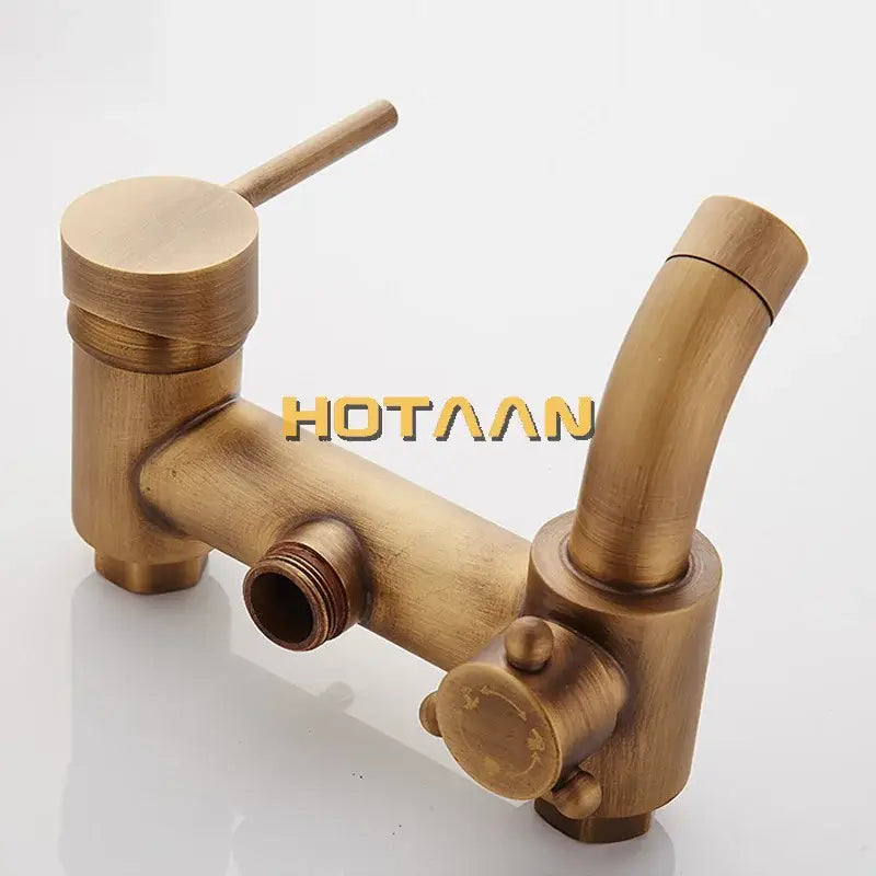 Antique brass concealed wall mounted shower faucet with handheld spray