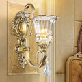 DecorBites™ Contemporary Brass Wall Mount Light with Crystal Drop - Flower Bedroom Sconce