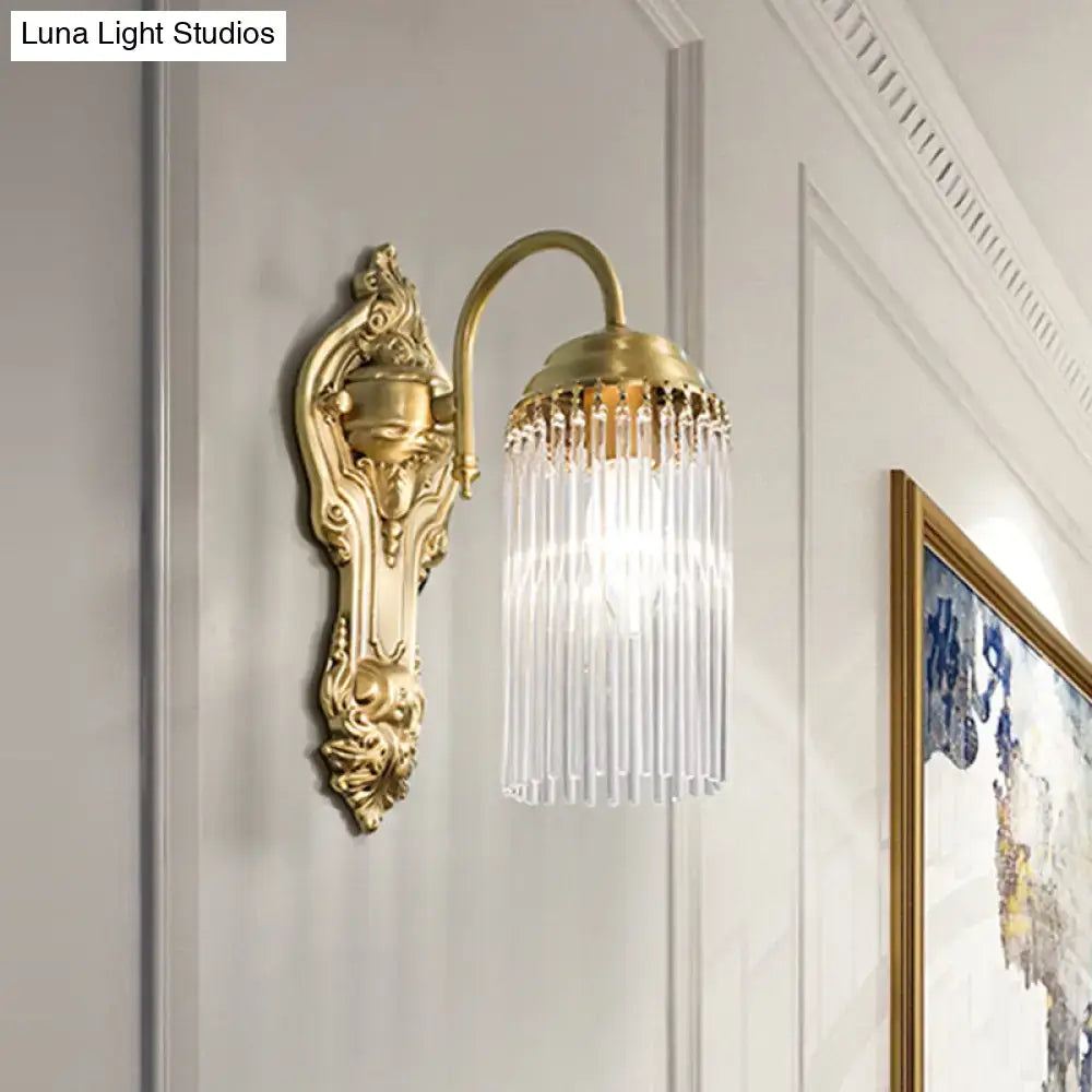 Antique brass crystal rod wall sconce – corridor ornate light