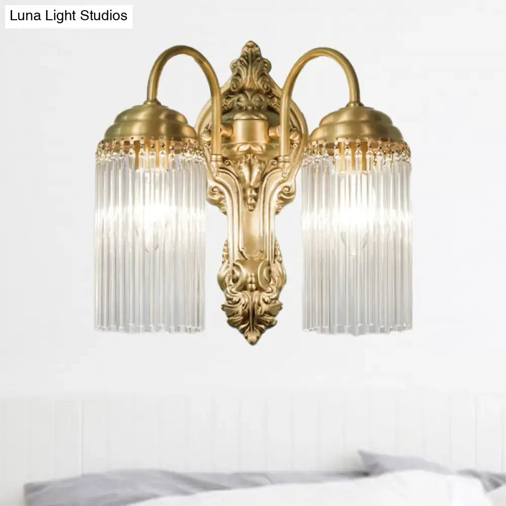 Antique brass crystal rod wall sconce – corridor ornate light