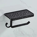Antique brass floral toilet paper holder with phone rack bathroom
