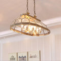 DecorBites™ Colonialist Clear Glass Faceted Living Room Island Light with 12 Brass Hanging Lamp Heads