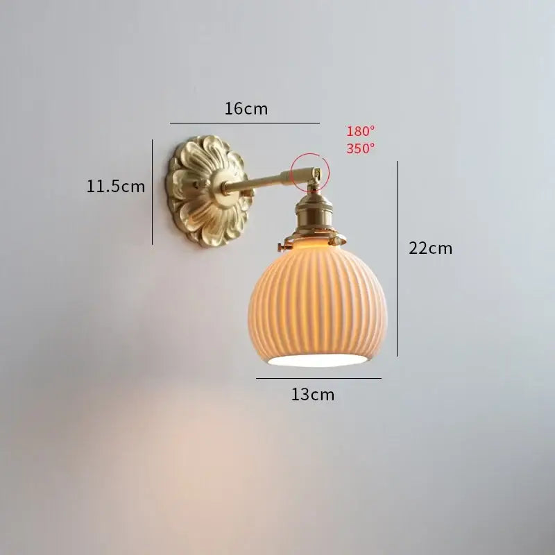 DecorBites™ Ceramic LED Wall Lights: Modern Japan Style Copper Base Sconce for Home Decor