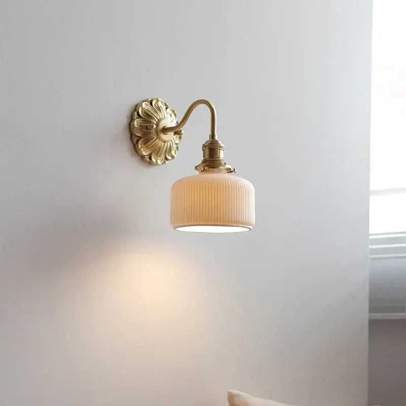 DecorBites™ Ceramic LED Wall Lights: Modern Japan Style Copper Base Sconce for Home Decor