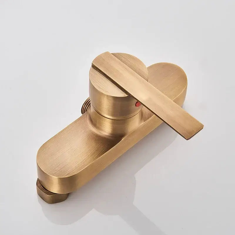 Antique brass shower set with rainhead and handshower – bathroom