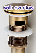 DecorBites™ Brass Pop Up Sink Drain - Antique Brass Gold Black Bathroom Basin Waste