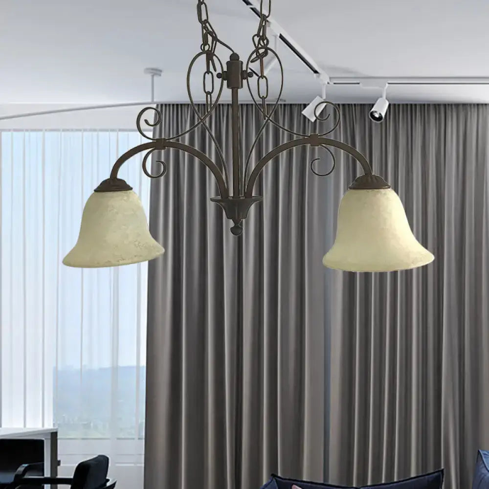 DecorBites™ Bell Island Pendant Light with White Glass & 2 Bulbs for Dining Room Ceiling