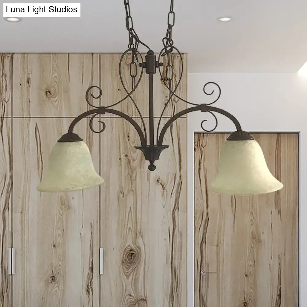 DecorBites™ Bell Island Pendant Light with White Glass & 2 Bulbs for Dining Room Ceiling