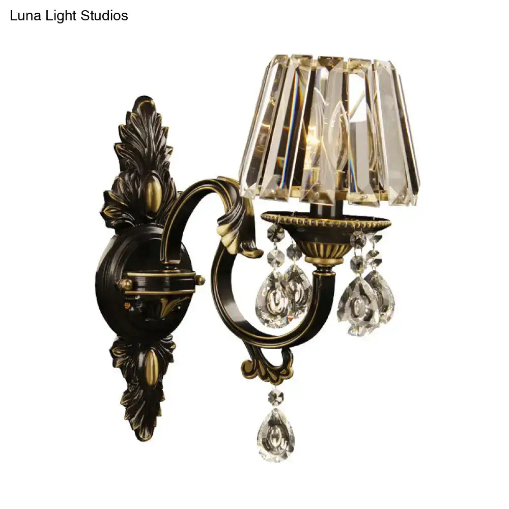 Antique bronze & crystal wall sconce – living room e14 light bulb