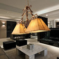 DecorBites™ Traditional Brown Fabric Trapezoid Island Chandelier with 2 Heads - Perfect for Living Room