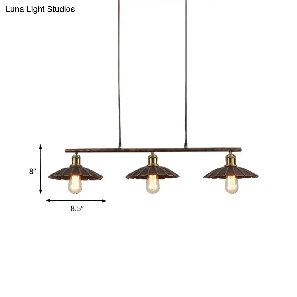 Antique style metal 3 light industrial island pendant dining room