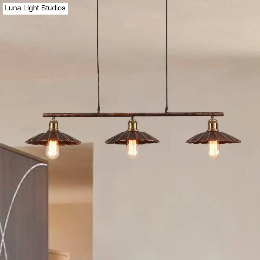 Antique style metal 3 light industrial island pendant dining room