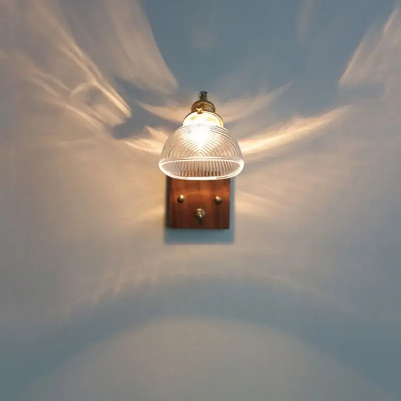 DecorBites™ Clear Glass LED Wall Light Walnut Copper Stair Fixture