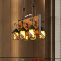 Rustic antique white 6 light chandelier with clear glass shades dining