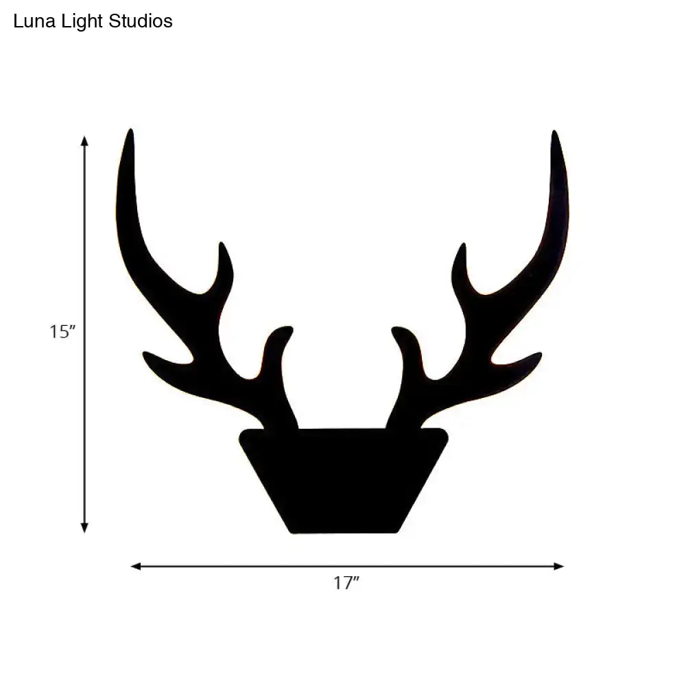Art deco black & white antler light fixture bedroom wall sconce