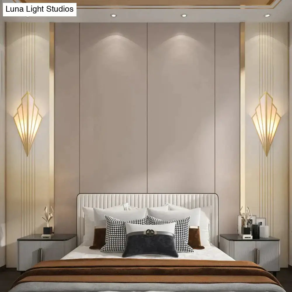 Art deco gold diamond shape modern wall light for bedroom