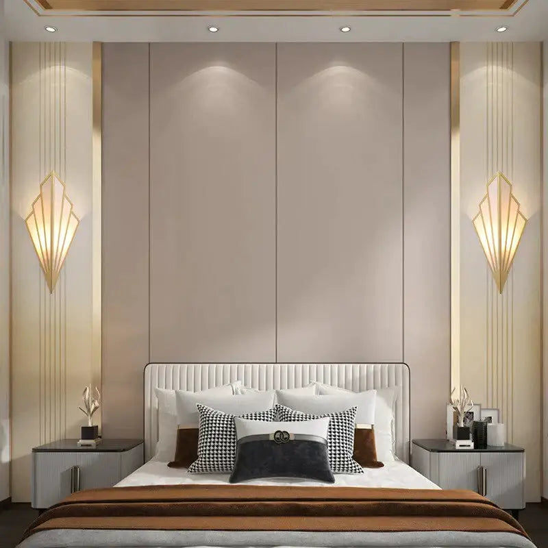 Art deco gold diamond shape modern wall light for bedroom