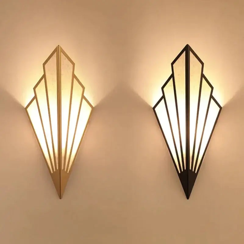 Art deco gold diamond shape modern wall light for bedroom