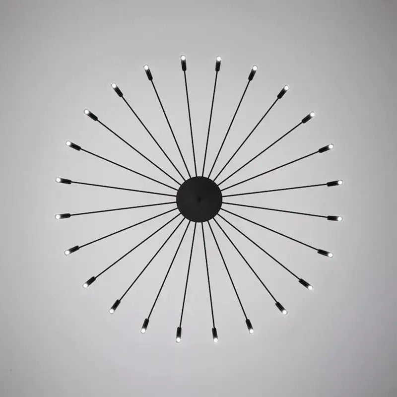 Art pendant chandelier black metal slender arm light living room