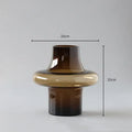 Artisan glass amber bulbous vase living room decor